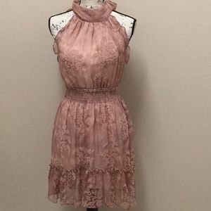 Chelsea & Violet sheer dusty rose dress
